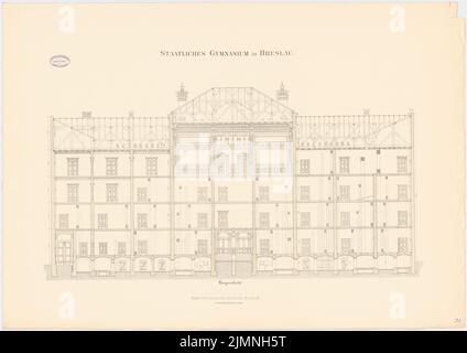 Architecte inconnu, lycée d'État, Wroclaw (sans an) : section longitudinale 1:75. Lithographie colorée sur le carton, 74,4 x 105,3 cm (y compris les bords de numérisation) Banque D'Images