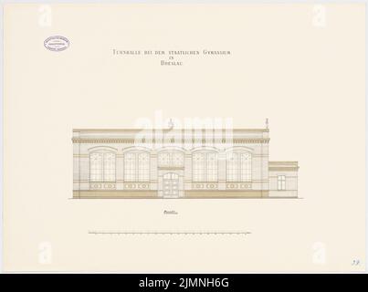 Architecte inconnu, lycée d'État, Wroclaw (sans an): Gymnase: Vue 1:75. Lithographie colorée sur le carton, 49,1 x 66,1 cm (y compris les bords de numérisation) Banque D'Images