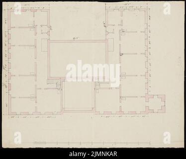 Knoblauch Eduard (1801-1865), manoir de Lauchstädt (env 1848): plan d'étage à l'étage supérieur. Aquarelle de Tusche, 35,7 x 44,4 cm (y compris les bords de numérisation) Banque D'Images