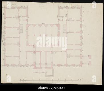 Knoblauch Eduard (1801-1865), manoir de Lauchstädt (env 1848): plan d'étage sous-sol. Aquarelle de Tusche, 36,8 x 44,9 cm (y compris les bords de numérisation) Banque D'Images