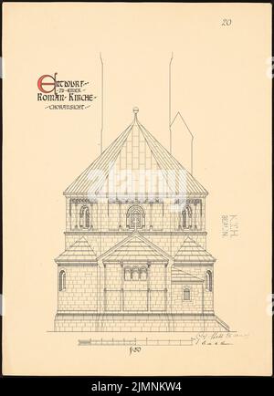 Sauce Eugen de la, église romane (23 avril 1907) : vue de chœur, 1:50. Encre sur carton, 67,2 x 48,7 cm (y compris les bords du scan) sauce Eugen de la : Romanische Kirche Banque D'Images