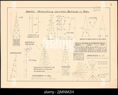 Sauce Eugen de la, études sur la statique (02.11.06): Étude des travaux de spécialistes de l'espace dans le bois. Calculs statiques, constructions géométriques et tableaux. Encre, aquarelle couleur encre sur la boîte, 50,9 x 67,4 cm (y compris les bords de numérisation) sauce Eugen de la : Studien zur Statik Banque D'Images