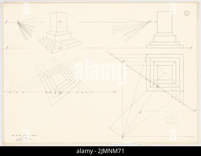 Sauce Eugen de la, études de perspective (1903): Base dans différentes perspectives, avec des lignes de conception. Encre, encre colorée sur papier, 47,5 x 65 cm (y compris les bords de numérisation) sauce Eugen de la : Perspektivstudien Banque D'Images