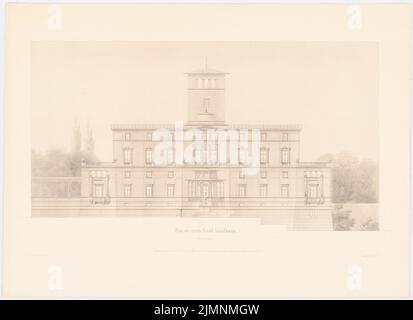 Lange Ludwig (1808-1868), maison de campagne princière. (Depuis : L. Lange, œuvres de l'architecture supérieure, 1855) (1856) : vue sur le jardin supérieur. Pression sur carton, 44 x 60,6 cm (y compris les bords de balayage) Lange Ludwig (1808-1868): Werke der höheren Baukunst, Darmstadt 1856. Fürstliches Landhaus Banque D'Images