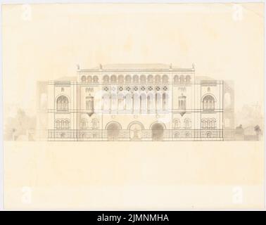 Lange Ludwig (1808-1868), bâtiment résidentiel du Prince pour le Wittelsbacher à Munich (1846) : vue arrière de Rück. Encre sur papier, 44,5 x 56,1 cm (y compris les bords de numérisation) Lange Ludwig (1808-1868): Fürstenwohnhaus für die Wittelsbacher, München Banque D'Images