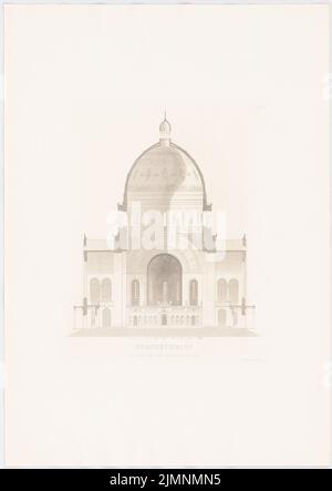 Lange Ludwig (1808-1868), église du Rédempteur à Athènes. (From: L. Lange, œuvres de l'architecture supérieure, 1846/1847) (1861): Coupe transversale. Pression sur papier, 63,7 x 45,2 cm (y compris les bords de balayage) Lange Ludwig (1808-1868): Werke der höheren Baukunst, Darmstadt 1846/47. Erlöserkirche, Athènes Banque D'Images