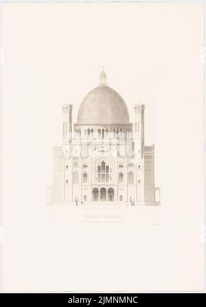 Lange Ludwig (1808-1868), église du Rédempteur à Athènes. (Depuis : L. Lange, travaux d'architecture supérieure, 1846/1847) (1861) : vue de face supérieure. Pression sur papier, 63,8 x 44,9 cm (y compris les bords de balayage) Lange Ludwig (1808-1868): Werke der höheren Baukunst, Darmstadt 1846/47. Erlöserkirche, Athènes Banque D'Images