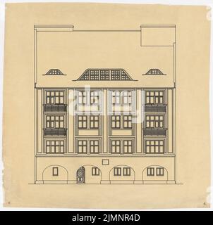 Poelzig Hans (1869-1936), groupe résidentiel Lauterbach à Breslau (06.03.1909): Hohenzollernstraße 103: Vue (?). Encre sur transparent, 66,3 x 66,6 cm (y compris les bords de balayage) Poelzig Hans (1869-1936): Wohnhaussruppe Lauterbach, Breslau Banque D'Images