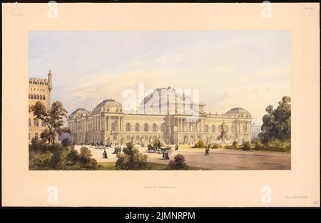 Busse & Schwechten, Reichstag, Berlin (1882) : vue panoramique depuis la Königsplatz. Tuche aquarelle sur la boîte, 66,7 x 102,4 cm (y compris les bords de balayage) Busse & Schwechten : Reichstag, Berlin. Zweiter Wettbewerb Banque D'Images