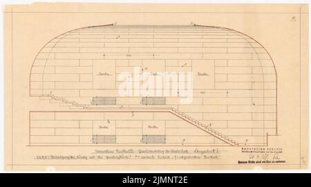 Poelzig Hans (1869-1936), salle de concert à Beuthen. Conversion (21 septembre 1927) : section longitudinale. Crayon et crayon de couleur sur transparent, 31,3 x 56,4 cm (y compris les bords du scan) Poelzig Hans (1869-1936): Konzerthaus, Beuthen. Umbau Banque D'Images