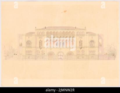 Lange Ludwig (1808-1868), bâtiment résidentiel du Prince pour le Wittelsbacher à Munich (1843) : avant-projet, vue sur le jardin. Wish aquarelle on the box, 42,5 x 58,6 cm (y compris les bords du scan) Lange Ludwig (1808-1868): Fürstenwohnhaus für die Wittelsbacher, München Banque D'Images