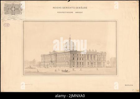 Vischer & Fueter, Reichsgericht à Leipzig (1884) : vue en perspective, plan d'étage collé par ex. Aquarelle crayon sur la boîte, 66,6 x 100,4 cm (y compris les bords de balayage) Vischer & Fueter : Reichsgericht, Leipzig Banque D'Images