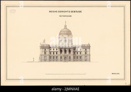 Vischer & Fueter, Reichsgericht à Leipzig (1884) : façade supérieure. Tuche aquarelle sur la boîte, 64,9 x 98,7 cm (y compris les bords de balayage) Vischer & Fueter : Reichsgericht, Leipzig Banque D'Images