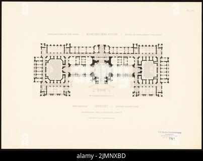 End, Böckmann & Köhler, Parlement japonais à Tokyo (sans dat.): Grundriss EG. Légère pression sur le papier, 34,9 x 46,9 cm (y compris les bords de numérisation) Ende, Böckmann & Köhler : Japanisches Parlament, Tokio Banque D'Images