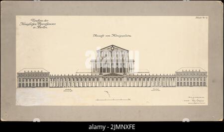 Genzmer, Felix (1856-1929), Opéra royal de Berlin-Tiergarten (30 novembre 1910) : vue sur la Königsplatz. Rupture légère sur le carton, 40 x 73,4 cm (y compris les bords de balayage) Genzmer, Felix (1856-1929): Königliche Oper, Berlin-Tiergarten Banque D'Images