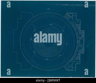 Poelzig Hans (1869-1936), piscine à Berlin (sans date): Plan d'étage avec plan de fixation 1: 250. Photocalque sur papier, 81 x 100,1 cm (y compris les bords de numérisation) Poelzig Hans (1869-1936): Thermenpalast, Berlin Banque D'Images