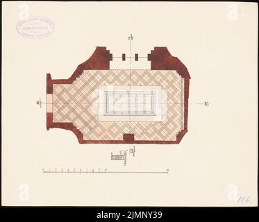 Martens Gustav Ludolf (1818-1872), chapelle de la crypte (sans année) : plan d'étage. Tusche aquarelle sur la boîte, 24,7 x 30,8 cm (y compris les bords de balayage) Martens Gustav Ludolf (1818-1872): Gruftkapelle Banque D'Images