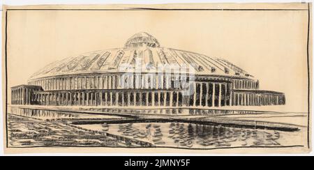 Poelzig Hans (1869-1936), piscine à Berlin (sans date) : vue en perspective de la salle. Charbon sur transparent, 82,4 x 165,4 cm (y compris les bords de balayage) Poelzig Hans (1869-1936): Thermenpalast, Berlin Banque D'Images