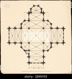 Martens Gustav Ludolf (1818-1872), église (sans dat.): Plan d'étage. Encre sur carton, 59,7 x 58,1 cm (y compris les bords du scan) Martens Gustav Ludolf (1818-1872): Kirche Banque D'Images