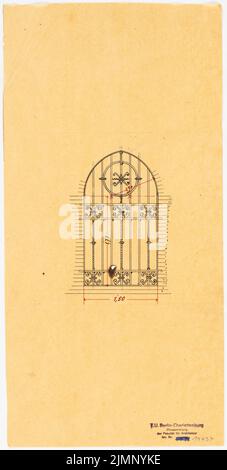 Lehmmübner Paul (1855-1916), District Suburetics à Prenzlau. (?) (1886) : grille de la fenêtre de visualisation (cf.inv.No. 19430-32). Encre, encre colorée sur transparent, 44,9 x 22,7 cm (y compris les bords de numérisation) Lehmgrübner Paul (1855-1916): Kreis-Ständehaus, Prenzlau (?) Banque D'Images