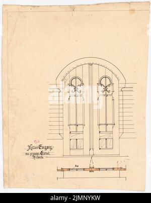 Lehmmübner Paul (1855-1916), District Suburetics à Prenzlau. (?) (1886): Voir et couper la porte d'entrée du sous-sol. Encre, crayon aquarelle sur la boîte, 36 x 28,1 cm (y compris les bords du scan) Lehmgrübner Paul (1855-1916): Kreis-Ständehaus, Prenzlau (?) Banque D'Images