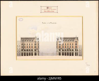 Erdmann & Spindler, développement de la Kaiser-Wilhelm-Straße à Berlin (sans date) : façades de Burgstr. 1 : 150. Tuche aquarelle sur la boîte, 74,8 x 96,8 cm (y compris les bords du scan) Erdmann & Spindler : Bebauung der Kaiser-Wilhelm-Straße, Berlin Banque D'Images