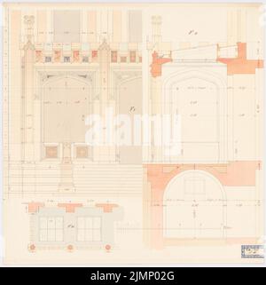 Lange Ludwig (1808-1868), Villa Reali près de Venise (sans DAT.): Précédent avec lucarne: Plan d'étage, vue et coupe. Encre, couleur encre, aquarelle sur carton, 64,3 x 64,1 cm (y compris les bords de numérisation) Lange Ludwig (1808-1868): Villa Reali BEI Veneig Banque D'Images