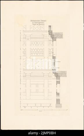 Lehmmübner Paul (1855-1916), hôtel de ville de Wernigerode. Conversion (1897) : système à temps mi-temps, voir et couper 1:10. Encre sur transparent, 87,5 x 56,4 cm (y compris les bords de numérisation) Lehmgrübner Paul (1855-1916): Rathaus, Wernigerode. Umbau Banque D'Images