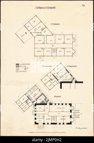 Lehmmübner Paul (1855-1916), hôtel de ville de Wernigerode. Conversion (1897): Grund larmes rez-de-chaussée, 1st plancher, plancher intermédiaire 1: 100, état structurel à partir de 13th siècle. Jusqu'en 1874. Encre sur carton, 92,3 x 63,3 cm (y compris les bords de numérisation) Lehmgrübner Paul (1855-1916): Rathaus, Wernigerode. Umbau Banque D'Images