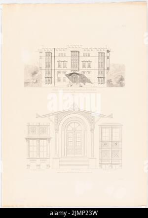 Lange Ludwig (1808-1868), fermé dans les montagnes. (Depuis : L. Lange, œuvres de l'architecture supérieure, 1856) (sans dat.) : vue sur le côté de l'ascension, portail, minerai. Pression sur carton, 69,3 x 49,2 cm (y compris les bords de balayage) Lange Ludwig (1808-1868): Werke der höheren Baukunst, Darmstadt 1856. Schloss im Gebirge Banque D'Images