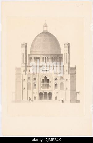 Lange Ludwig (1808-1868), Eglise du Rédempteur à Athènes (1861) : vue de face supérieure. Pression sur carton, 50,3 x 34,3 cm (y compris les bords de balayage) Lange Ludwig (1808-1868): Erlöserkirche, Athen Banque D'Images