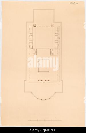 Genzmer, Felix (1856-1929), Opéra Royal de Berlin-Tiergarten (1910) : grenier Grundriss. Pause légère sur papier, 90,3 x 61,2 cm (y compris les bords de balayage) Genzmer, Felix (1856-1929): Königliche Oper, Berlin-Tiergarten Banque D'Images