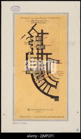 Lüthi & Klemm, Théâtre de Halle/Saale (1884) : système de chauffage. Encre, crayon, encre colorée, aquarelle sur transparent, sur carton, 61,4 x 37,4 cm (y compris les bords du scan) Lüthi & Klemm : Théâtre, Halle/Saale Banque D'Images