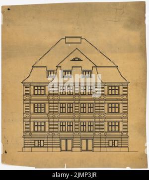 Poelzig Hans (1869-1936), groupe résidentiel Lauterbach à Breslau (1907-1911) : vue sur une maison. Encre sur transparent, 73,3 x 64,5 cm (y compris les bords de balayage) Poelzig Hans (1869-1936): Wohnhaussruppe Lauterbach, Breslau Banque D'Images