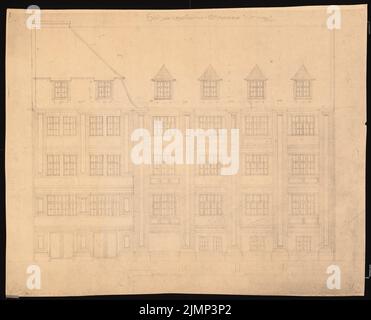 Poelzig Hans (1869-1936), groupe résidentiel Lauterbach à Breslau (1907-1911): Hohenzollernstraße 119/121: Vue sur la façade. Pause légère sur papier, 59 x 73 cm (y compris les bords de numérisation) Poelzig Hans (1869-1936): Wohnhaussruppe Lauterbach, Breslau Banque D'Images