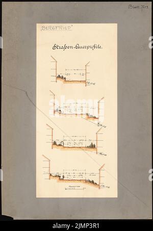 Brix & Genzmer, plan de développement pour le site de Triller, Saarbrücken-St. Johann (sans dat.) : profils de croix de rue. Tuche aquarelle sur la boîte, 60,8 x 42,1 cm (y compris les bords de balayage) Brix & Genzmer : Bebauungsplan für die Ortslage Tiller, Saarbrücken-St. Johann Banque D'Images