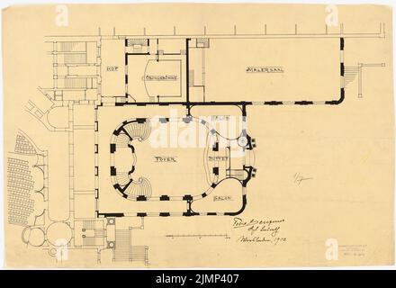 Genzmer, Felix (1856-1929), Théâtre royal de Wiesbaden. Construction (1902): Foyer. Encre sur transparent, 50,2 x 73,6 cm (y compris les bords de numérisation) Genzmer, Felix (1856-1929): Théâtre Königliches, Wiesbaden. Anbau Banque D'Images