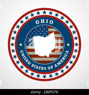 Étiquette avec carte de l'Ohio Banque D'Images