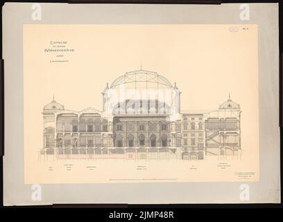 Heimann Emanuel (1855-1910), bâtiment boursier (30 décembre 1884): Section longitudinale. Tusche aquarelle sur papier, 96,9 x 131,8 cm (y compris les bords de numérisation) Heimann Emanuel (1855-1910): Börsengebäude Banque D'Images