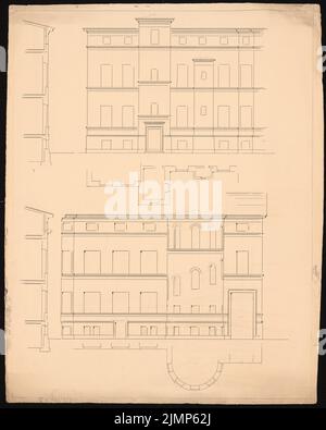 Knoblauch Eduard (1801-1865), Palais Caro, Breslau (1854): Critiques, détails du plan d'étage, coupé. Encre, 63,5 x 50,8 cm (y compris les bords de numérisation) Knoblauch Eduard (1801-1865) : Palais Caro, Breslau Banque D'Images