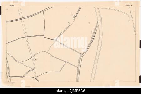 Jansen Hermann (1869-1945), urbanisme à Adana (08,1918): Document de planification carte de la ville en 12 parties, ici fiche 4, 1: 2000, barre d'échelle. Rupture de lumière sur film, 37,4 x 59,8 cm (y compris les bords de balayage) Jansen Hermann (1869-1945): Stadtplanung, Adana Banque D'Images