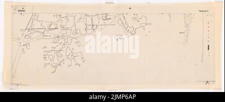 Jansen Hermann (1869-1945), urbanisme à Adana (08,1918): Document de planification carte de la ville en 12 parties, ici fiche 11, 1: 2000, barre d'échelle. Rupture de lumière sur film, 25 x 61 cm (y compris les bords de balayage) Jansen Hermann (1869-1945): Stadtplanung, Adana Banque D'Images