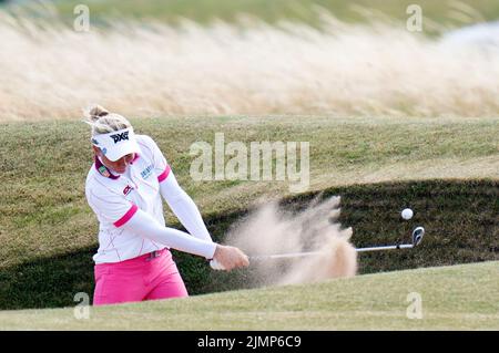 Ryann O'Toole aux États-Unis sur le 14th trous durant le quatrième jour de l'Open féminin AIG à Muirfield à Gullane, en Écosse. Date de la photo: Dimanche 7 août 2022. Banque D'Images