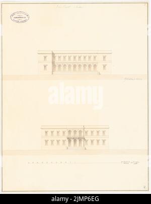 Moller Georg (1784-1852), Kurhaus à Bad Homburg/Höhe. projet 1st (1830): 2 vues. Tuche aquarelle sur papier, 46,8 x 36,5 cm (y compris les bords de numérisation) Moller Georg (1784-1852): Kurhaus, Bad Homburg c. d. Höhe. 1. Projekt Banque D'Images