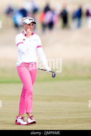 Ryann O'Toole aux États-Unis sur le 14th trous durant le quatrième jour de l'Open féminin AIG à Muirfield à Gullane, en Écosse. Date de la photo: Dimanche 7 août 2022. Banque D'Images