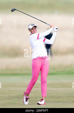 Ryann O'Toole aux États-Unis sur le 14th trous durant le quatrième jour de l'Open féminin AIG à Muirfield à Gullane, en Écosse. Date de la photo: Dimanche 7 août 2022. Banque D'Images