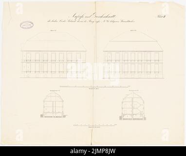 Nohl Maximilian (1830-1863), bourse de Berlin (1858): Vues, coupes. Encre sur papier, 49,9 x 63,5 cm (y compris les bords de numérisation) Nohl Maximilian (1830-1863): Börse, Berlin Banque D'Images