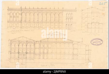 Nohl Maximilian (1830-1863), bourse de Berlin (1858): Voir, coupes. Crayon sur papier, 25,7 x 40,1 cm (y compris les bords de numérisation) Nohl Maximilian (1830-1863): Börse, Berlin Banque D'Images