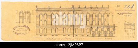 Nohl Maximilian (1830-1863), bourse de Berlin (1858): Vue en coupe, détails. Crayon sur transparent, 11,3 x 37,2 cm (y compris les bords du scan) Nohl Maximilian (1830-1863): Börse, Berlin Banque D'Images