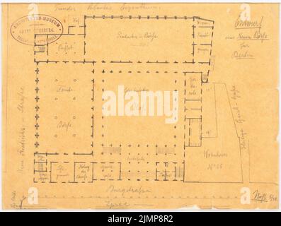 Nohl Maximilian (1830-1863), bourse de Berlin (06,1858): Perspective View. Crayon sur transparent, 18,1 x 23,9 cm (y compris les bords du scan) Nohl Maximilian (1830-1863): Börse, Berlin Banque D'Images